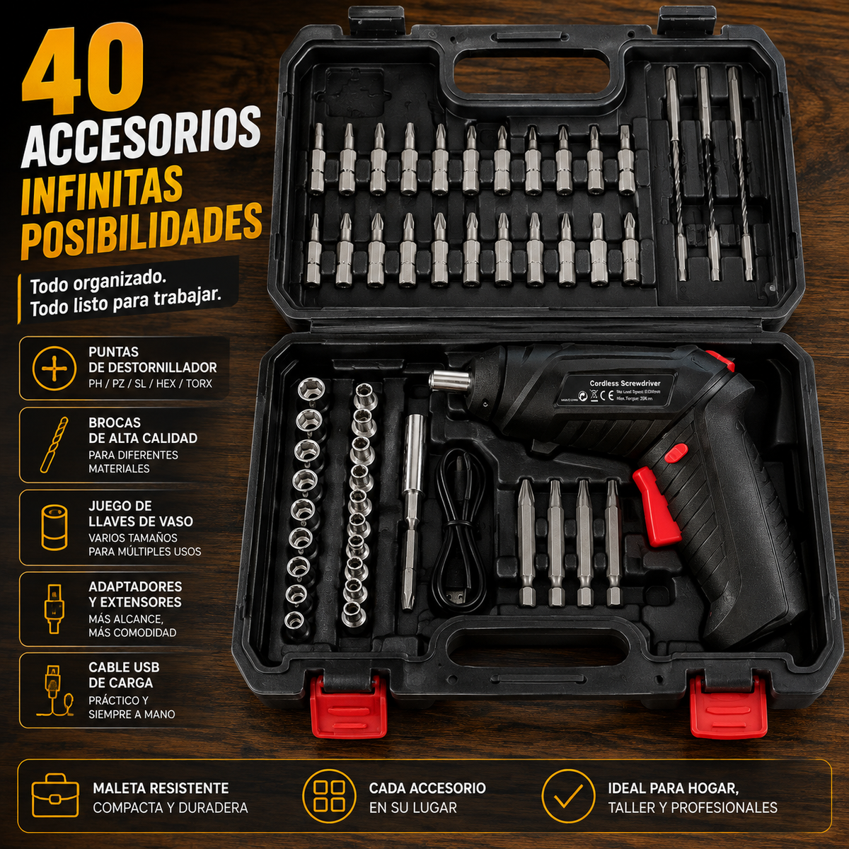 Kit Destornillador Inalámbrico Elétrico