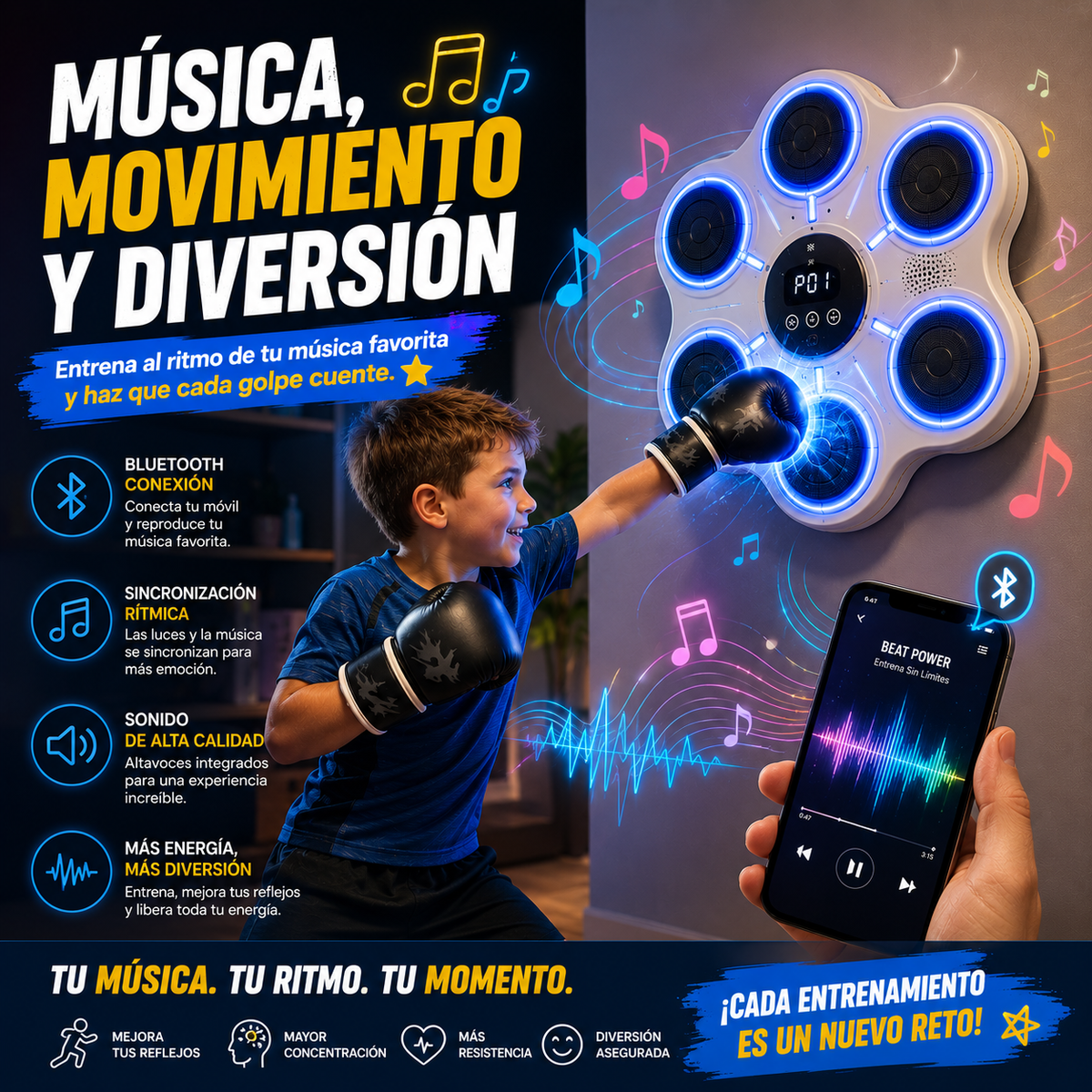 Máquina de Boxeo Inteligente Infantil + Guante
