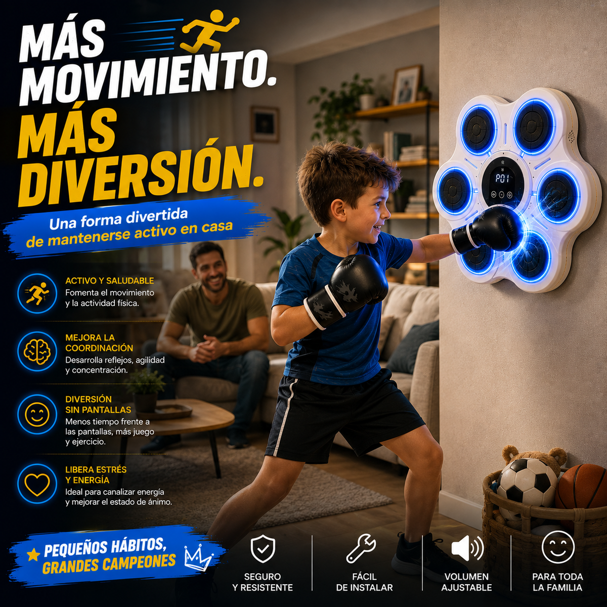 Máquina de Boxeo Inteligente Infantil + Guante