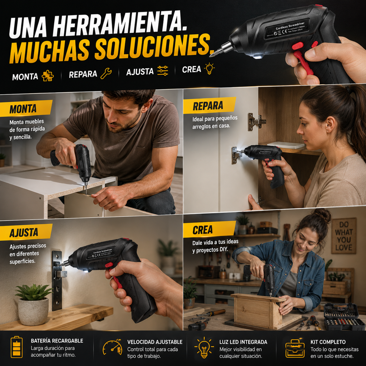 Kit Destornillador Inalámbrico Elétrico